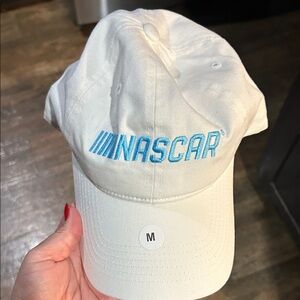 NASCAR White Cap with Blue Logo